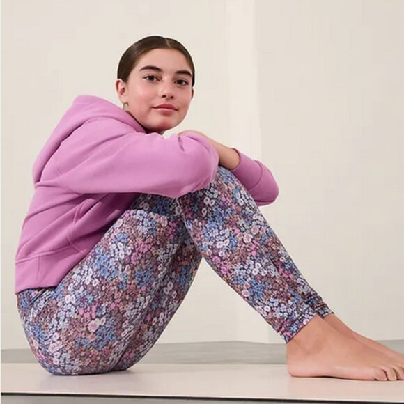 NWT Athleta Girl High Rise Chit Chat Legging - Floral Zen Garden Print - Size 12